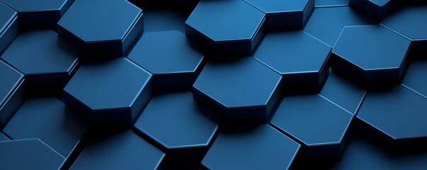 Poster - Abstract Blue Hexagon Pattern Background