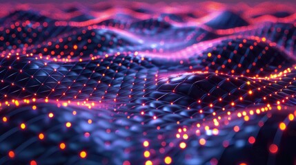 Wall Mural - Futuristic mesh grid with glowing nodes