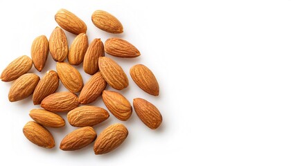 almond - Prunus amygdalus - Almonds grown as nuts may be eaten raw, blanched, or roasted and are commonly used in confectionery baking and a milk product. isolated on white background