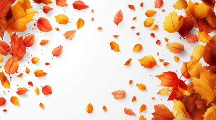 Aufkleber - Realistic Autumn Foliage on White Background with Text Space