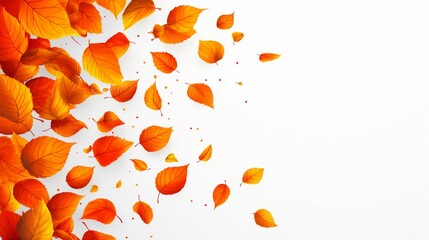 Aufkleber - Realistic Autumn Foliage on White Background with Text Space