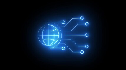 Glowing neon internet or web icon. Abstract symbol icon of online. new idea technology neon icon background.