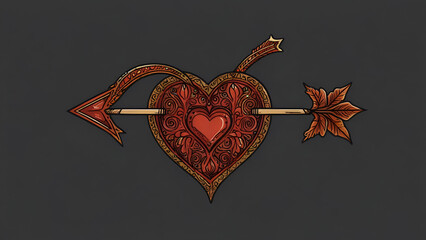 Two heart and arrow doodle elements on a transparent background in PNG