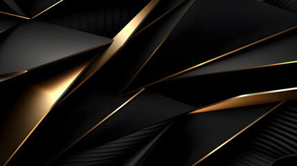 black luxury abstract background with lines and waves golden elegant texture backdrop generative Ai.