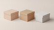 © Sean - Three closed cardboard boxes mockup standing on light brown background