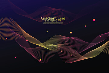 Fototapete - Abstract line art colorful light glow background design. Line art background banner design. Technology line art template. Geometric wave background. Wave modern wallpaper design vector