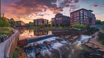 Wall Mural - Sunset over Greenville, South Carolina