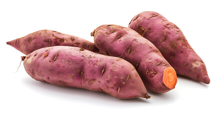 Canvas Print - Nutritious and Delicious Sweet Potatoes Highlighted Against White.