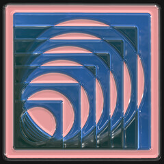 Poster - A colorful ceramic tile design with circles and squares