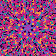 Poster - Dynamic geometrical round tile pattern mosaic background - hypnotic circular colorful abstract psychedelic vector design