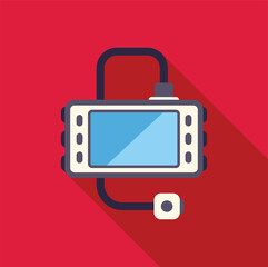 Poster - Underwater camera showing blank screen with copy space on the right on a red background