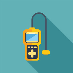 Poster - electronic device measuring tool with long shadow over a blue background