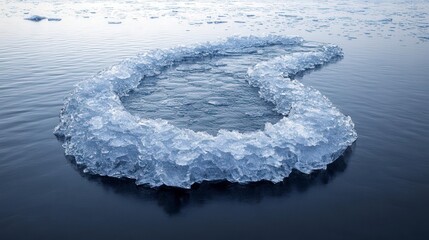 Wall Mural - A ring of ice floats on calm water reflecting the sky