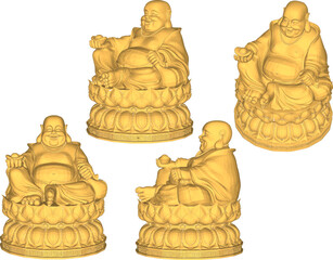 Wall Mural - Vector sketch illustration of a smiling buddha ornament design full of wisdom sitting on a lotus flower