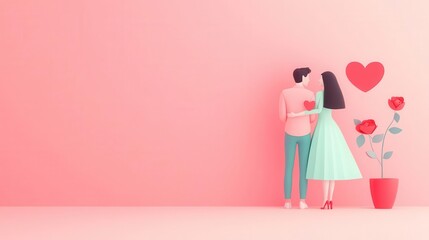 Online dating flat design top view romance animation Triadic Color Scheme