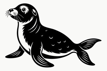 Sea seal silhouette vector illustration