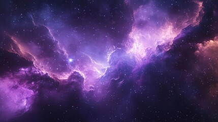 Wall Mural - A cosmic nighttime scene of a nebula with purple hues,