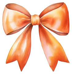 Poster - PNG Elegant watercolor orange ribbon bow