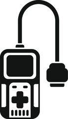 Poster - black glyph icon for a portable game console being connected to a tv via cable