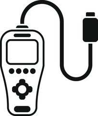 Poster - Simple vector icon of a control panel with a display screen, buttons, and connecting wire