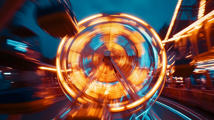 Ferris Wheel Lights Blurred Motion Night Time Ride