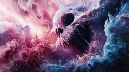 Wall Mural - A vibrant and detailed painting of a nebula filled with cosmic elements.