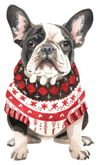 Sticker - PNG Festive French Bulldog illustration