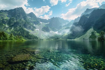 Canvas Print - Serene Mountain Lake Reflection