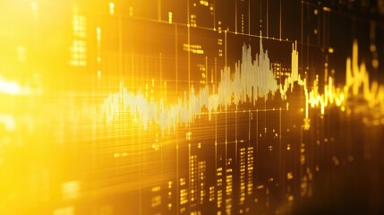 Poster - A luxurious gold background with a graph overlay, highlighting financial statistics and data trends.