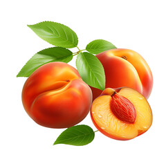 Wall Mural - fresh apricots with leaves
