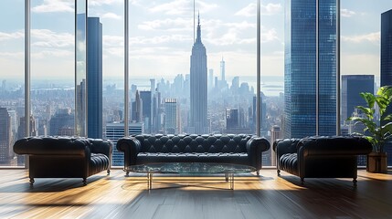 Sticker - Luxury Living Room with Stunning City View