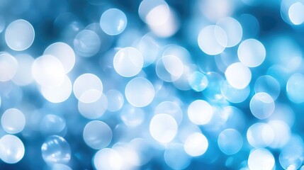 Poster - Abstract blue and white bokeh blur effect with a soft focus, creating a serene and peaceful ambiance.