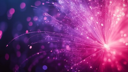 Poster - Colorful abstract light patterns radiating in vibrant pink and purple tones on a dark background, creating a festive atmosphere at night