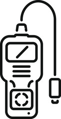 Poster - black and white icon of a portable gas detector measuring instrument showing methane level and inclu