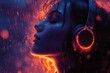 © furyon - portrait of person wearing headphones immersive musical experience vibrant abstract background digital art style