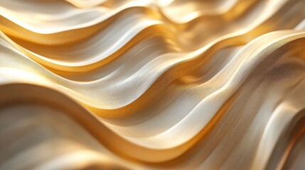 Poster - Sophisticated 3D golden waves with soft lighting, emphasizing depth and elegance in a modern design