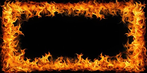 Poster - Burning fire flames frame border with texture, isolated , fire, flames, burning, frame, border,texture, isolated, design, background