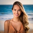 © Claudio Divizia - beautiful young woman at beach, AI generated