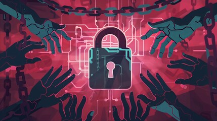 Poster - password steal, information risk, online danger concept