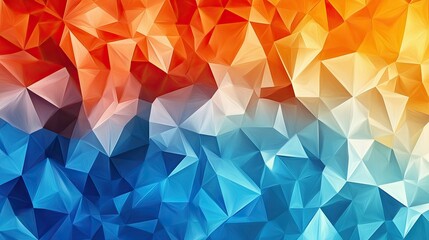 Fototapete - Abstract geometric background with vibrant triangles and polygons in shades of blue and orange
