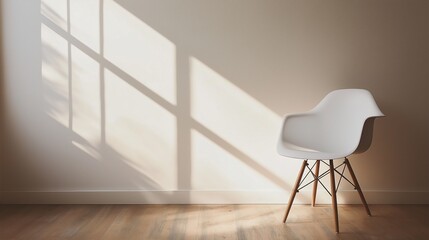 Canvas Print - white chair placed against a neutral wall