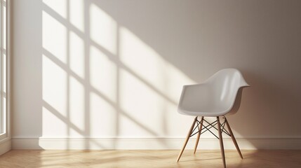 Canvas Print - white chair placed against a neutral wall