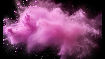 Poster - Paint Holi with pink powder explosion on a black background. Colorful cloud explosion. Paint Holi with colorful dust explosion.