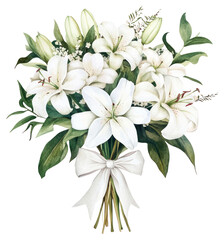 Sticker - PNG Elegant white lily bouquet illustration