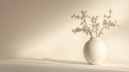 Sticker - white flower vase against a plain background