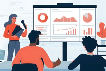 Wall Mural - Business Presentation With Graph and Data Analysis