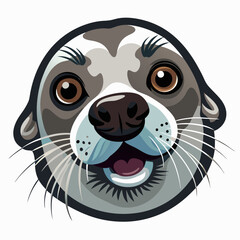 Wall Mural - Sea seal head vector icon, Sea lion face illustration