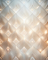 Poster - Abstract Geometric Pattern: A mesmerizing 3D design of overlapping shapes creates a captivating backdrop. The intricate geometric pattern, rendered in elegant white and gold, evokes a sense of sophist