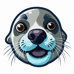 Wall Mural - Sea seal head vector icon, Sea lion face illustration