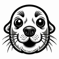 Wall Mural - Sea seal head vector icon, Sea lion face illustration